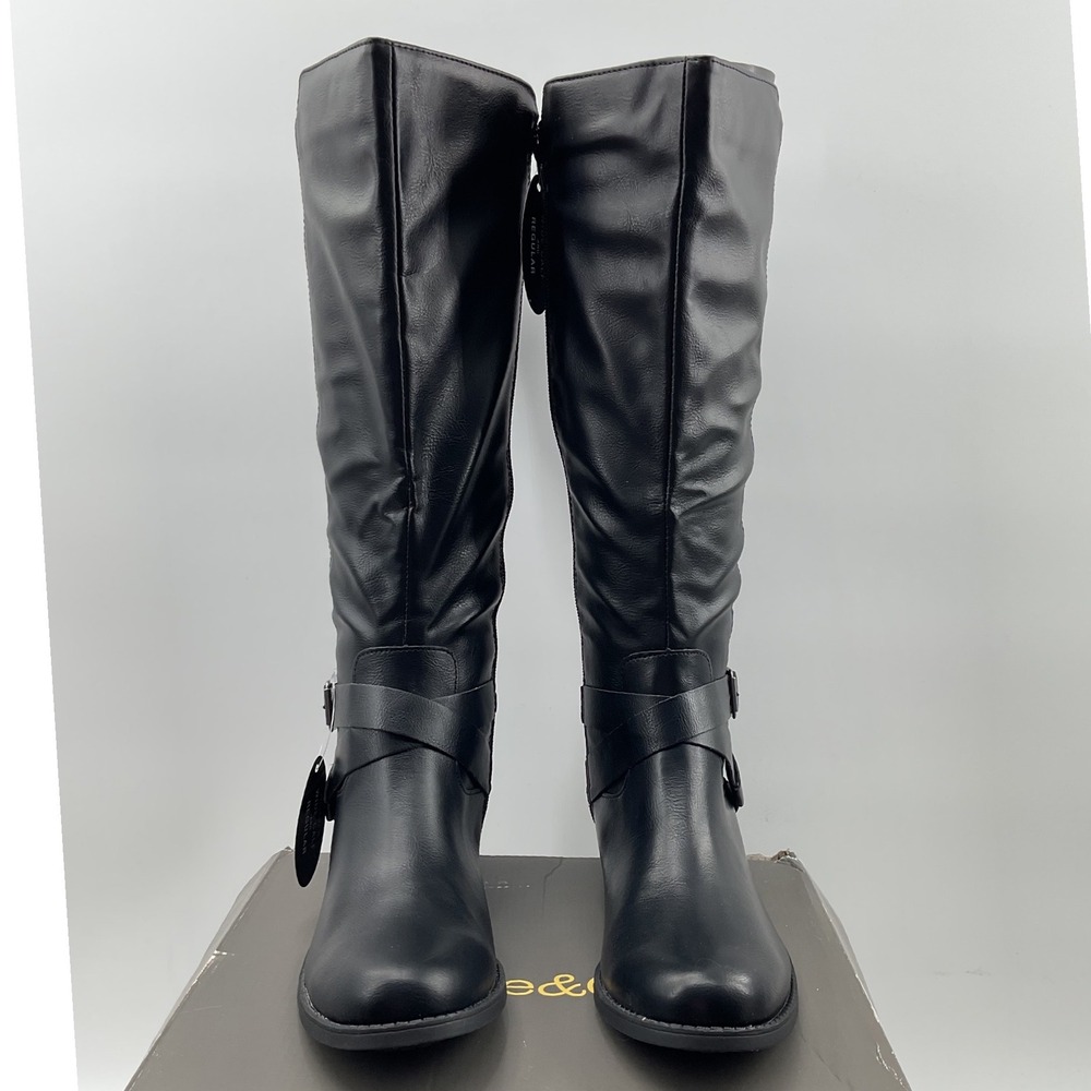Style & Co Margo Womens Black Tall Slouched Riding Boots F42199 Size 8.5 M